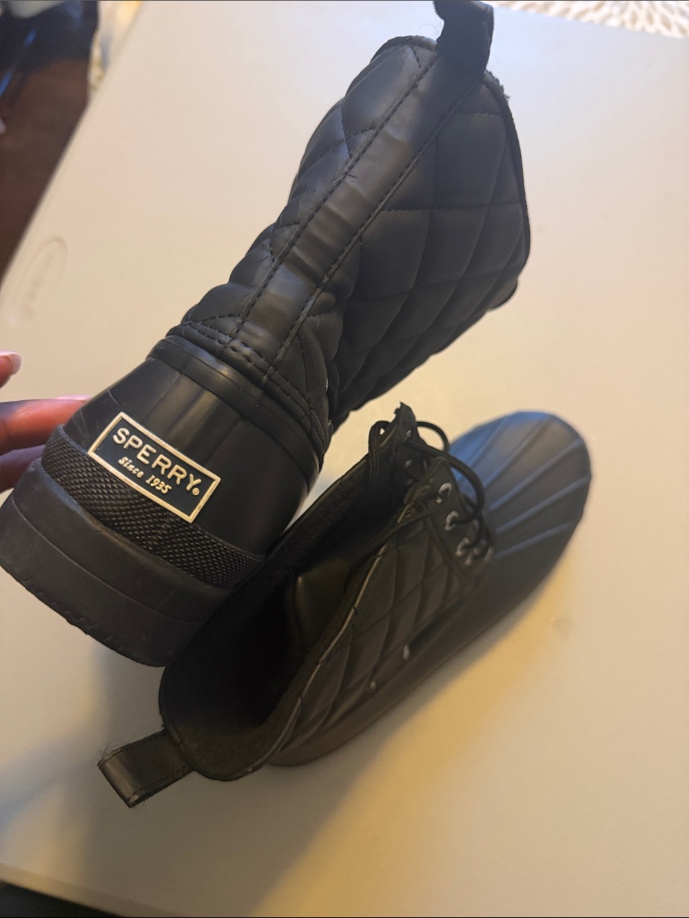 Sperry Black Lace-Up Women's Duck Boots
